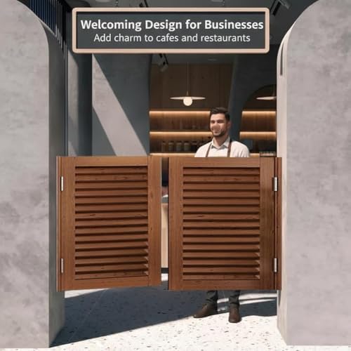 Solid Wood Saloon Swinging Doors - Two-Way Open for Kitchen & Doorways, Western Style Entrance, 100x100cm - Durable Interior Door for Rustic Decor