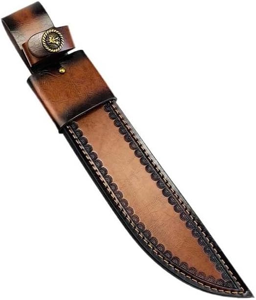 1PC Knife Sheath, Top-layer Cowhide Leather Protective Cover for Belt with Snap Closure Fits for Outdoor Search, Rescue(Large)