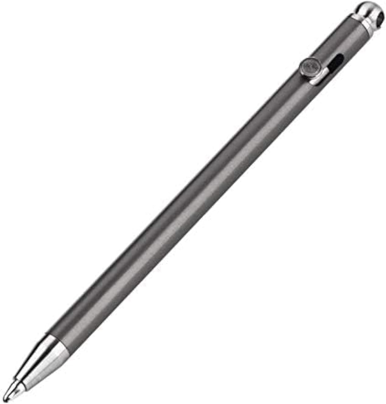 SMOOTHERPRO Mini Titanium Ballpoint Pen Compatible with Fisher SU Refill with Key Ring for Backup Pendant Work EDC Business Gray (KT208)