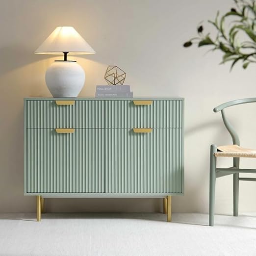 Rathkaar Solid Mango Wood Sideboard Cabinet with 2 Doors and 2 Drawers, Kitchen Crockery Storage Unit, Living Room Bedroom Organizer, Sky Blue and Gold Finish Wooden Furniture-picture-13