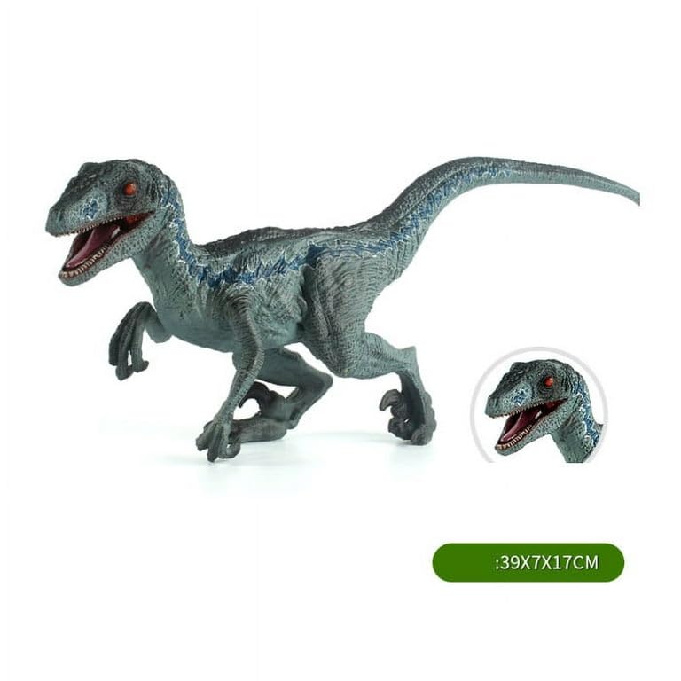 Image of Kawaii Kart - A Cart Full of Cuteness Blue Velociraptor Realistic Dinosaur Toy with Movable Mouth Textured Dinosaur Figure Prehistoric Animal Creatures Educational Toy for Kids & Adults
