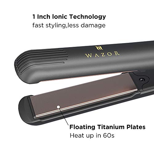 Professional Titanium 3D Floating Hair Straightener, Fast Heat Up Dual Voltage Flat Iron With Rotating Adjustable Temperature For All Hair Types, Auto Shut Off With 2 Salon Clips #TOP2