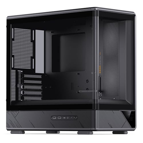 Jonsbo D200 Case PC Mini-Tower mATX con vetro temperato, display frontale, spazio per 7 ventole e radiatore da 240 mm – nero