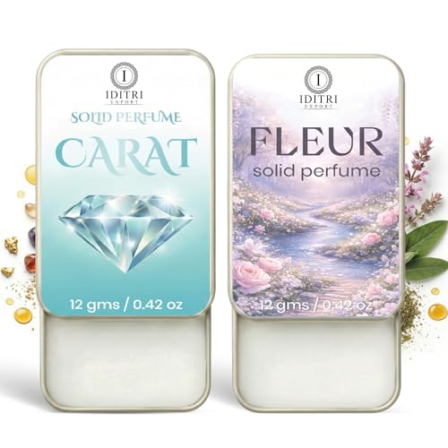 Image of Solid Perfume |Carat&Fleur Alcohol Free Wax Perfume Balm, Long Lasting | Pocket Tin 12g, Pack Of 2| Non Greasy Smooth Glide, Travel Friendly Men And Women