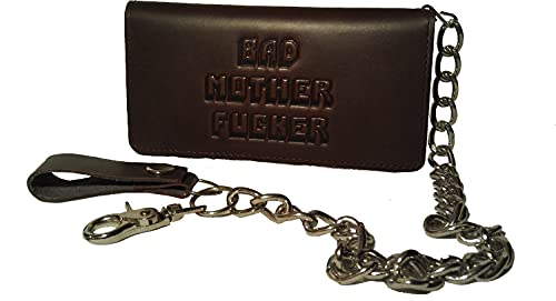 BMF Leather Biker Wallet with Chain New Tough Brown Leather Version