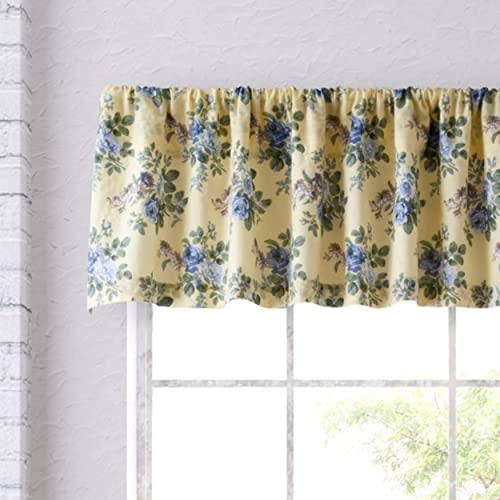 Laura Ashley Home | Linley Collection | Stylish Premium Hotel Quality Valance Curtain, Chic Decorative Window Treatment For Home Décor, 86" X 15", Pale Yellow #TOP2