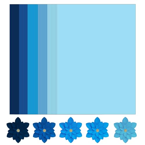 Blues Cardstock 8.5 x 11 Craft Paper Cover Stock Stash Pack- Blue Tones Assorted Colored Scrapbook Paper 80lb Card Stock for Construction Crafts Embossing Quilling Cardmaking-30 Sheets