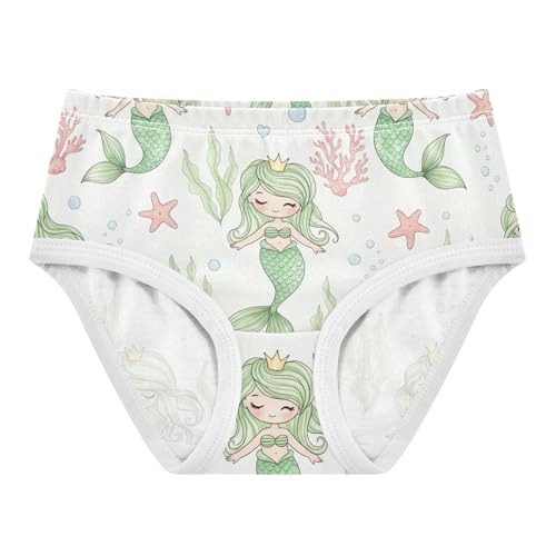 Toddlers Underwear Floral Cotton Girl Panties Cute Briefs Kids Undies Cute Cartoon Mermaids Colorful Hair Size 8