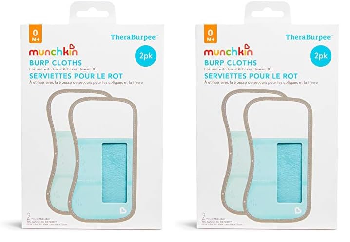 Munchkin TheraBurpee paquete de 2 paños para eructos con bolsillos integrados para uso con kit de rescate de cólicos y fiebre 1 azul 1 menta 2