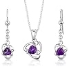 Amethyst-Pendant-Earrings-Necklace-Set-Sterling-Silver-Trillion-Cut-150-Carats