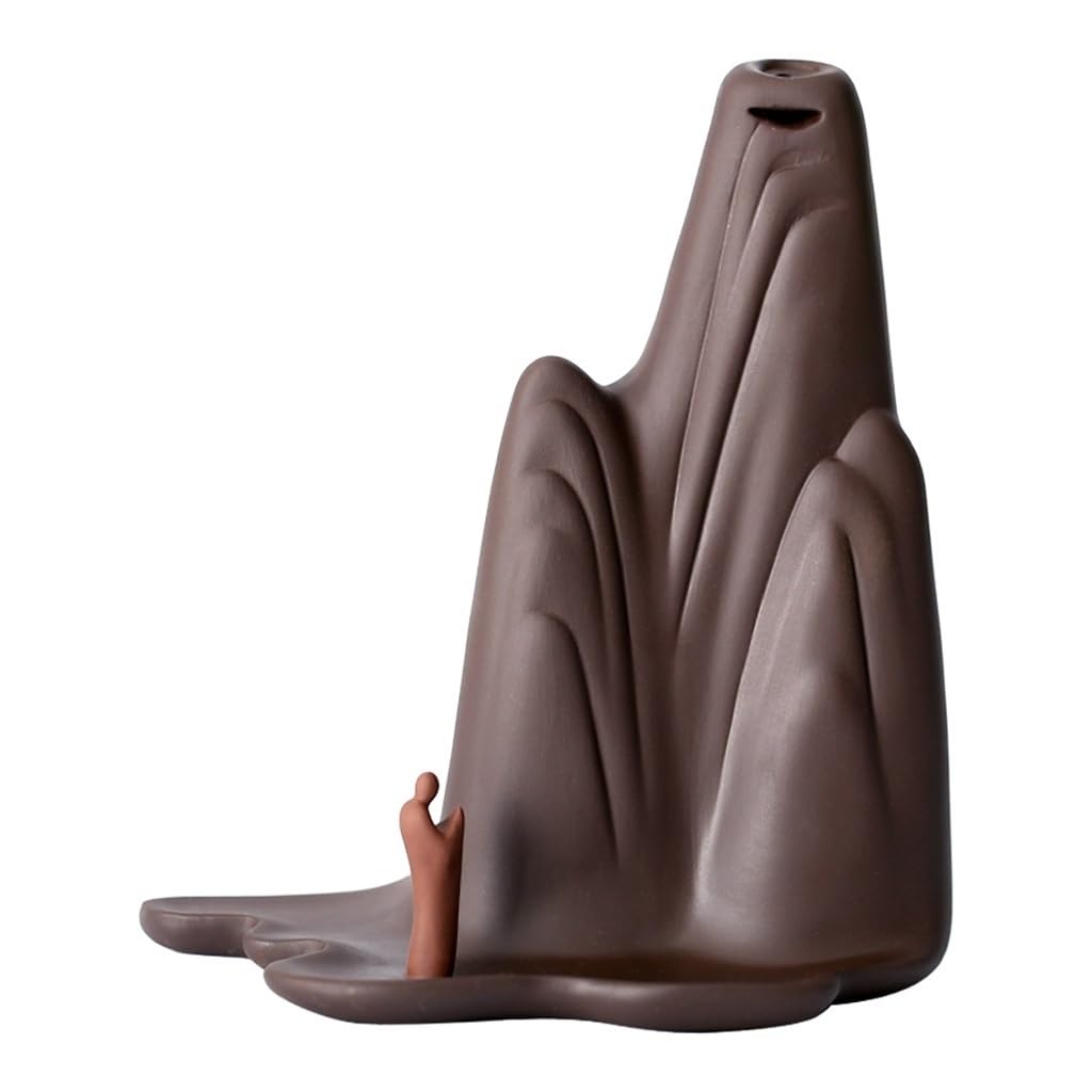Quemador de incienso de reflujo Torre quemador de incienso creativo pequeño monje Buda reflujo cascada soporte de incienso, oficina Yoga casa de té meditación decoración del hogar Quemador de incienso