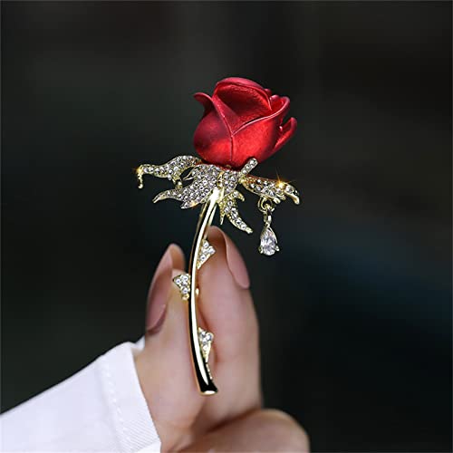 Ailonmei Elegant Pearl Flower Designer Brooch Pins Broches Costume Jewelry For Women Fashion Christmas Gift (Red Rose) #TOP5