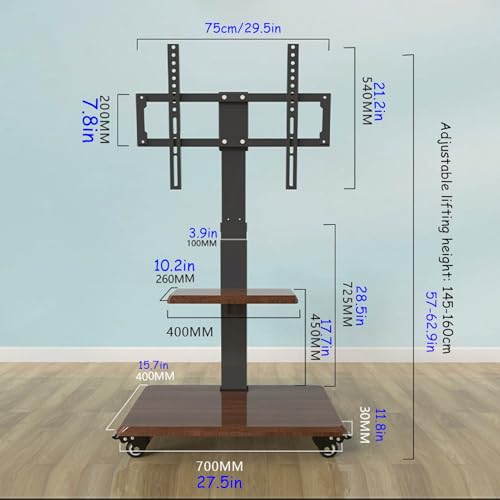Soporte móvil para TV ajustable, ruedas, para 32-75 pulgadas miniatura 7