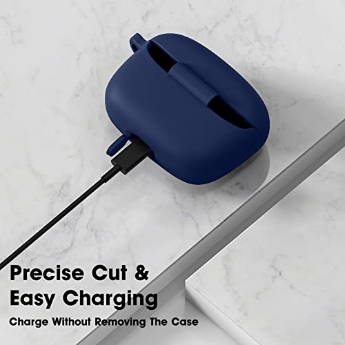 Image of Sounce Earphone Case Cover Compatible with Bassbuds Duo, Soft Silicone Skin Case Cover Shock-Absorbing Protective Case with Keychain [Front LED Visible] [Blue]-(Case Cover Only)