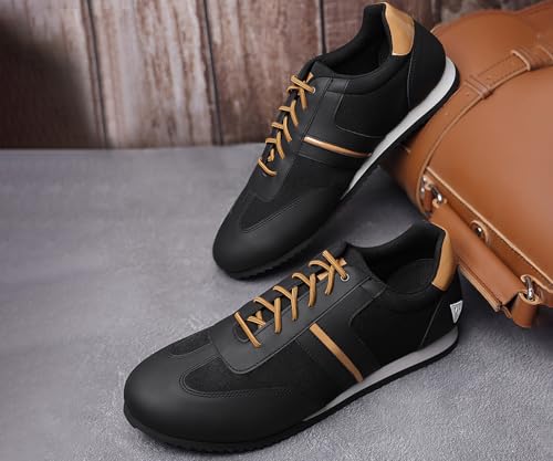 Image of LOUIS STITCH Men's Mustard and Black Sneakers Shoes Casual Sneaker for Men Cushion Sole Breathable Inner (LSP-SNK-PN-MUJB)