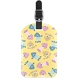 2 Pack Luggage Tags for Suitcase,Poodle Dogs Cartoon pet,Leather ID Labels Loop Privacy Cover for Tr