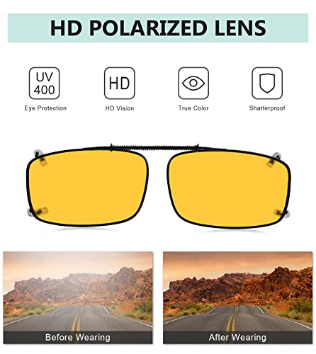 Image of Eyekepper 3-pack Polarized Clip on Sunglasses With Spring Draw Bar Grey /Brown /Green Lens 54 * 34MM