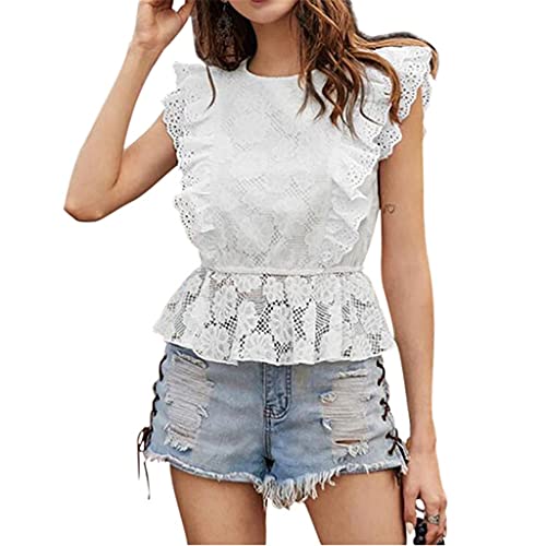 Top péplum sans manches en dentelle élégant pour femme chic