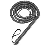 Taranovi Black Whip for Halloween Costume - 6.5 Feet PU Leather Soft Prop Whip, Cat Woman Lion Tamer Cowboy Costume Accessory for Adult Women Party Dress Up Cosplay