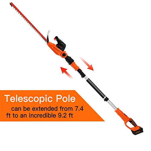 Garcare 2 In 1 Pole Hedge Trimmer Cordless With Battery And Charger Tree Trimmer 20V, 4.0Ah Li-Ion Battery 510Mm Dual-Action Laser Blade, 3/4 Cutting Capacity #TOP3