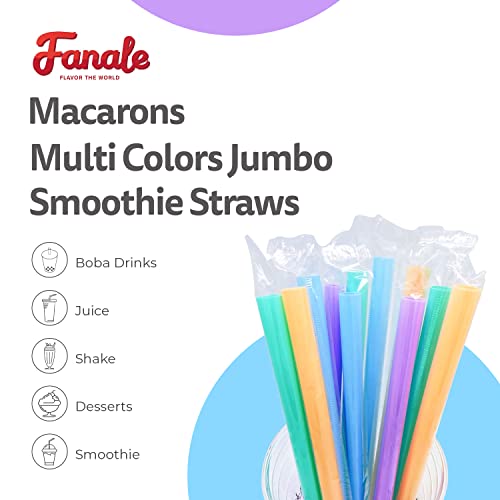 Fanale 125 Pcs Macarons Jumbo Smoothie Straws, Disposable Boba Straws For Smoothies, Milkshakes & Iced Coffee, Individually Wrapped Multi Color Plastic Straws (12Mm Wide & 210Mm Long) #TOP1