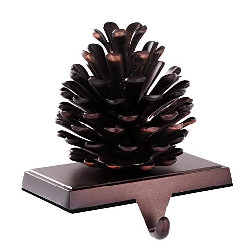 Pine Cones Christmas Stocking Holder For Mantel Christmas Stocking Hangers For Fireplace Mantle Stocking Hook For Fireplace Shelf Holiday Christmas Decor (Pinecone) #TOP9