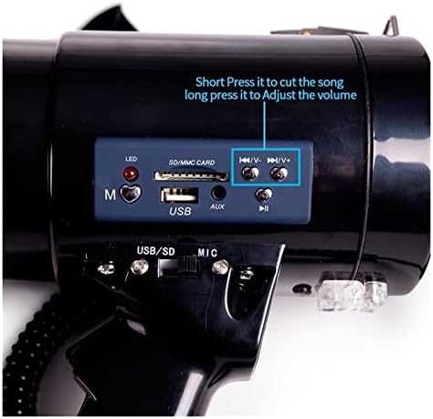 Megaphones Portable Megaphone 50 Watt Power Megaphone Speaker Bullhorn Voice and Siren Alarm Modes with Volume Control and Great for Outdoor Announcements Amplifiers