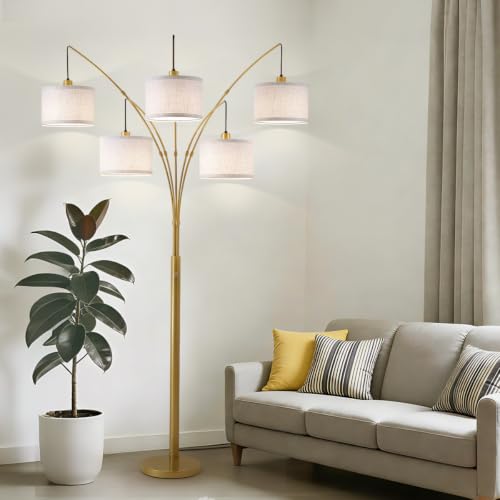 Image of Gold Floor Lamps for Living Room, 4000LM Super Bright Arc Floor Lamp with Remote Control, Large Tall Floor Lamps with Stepless Dimmable, 83 inch Mid Century Tree Floor Lamp for Bedroom, Office