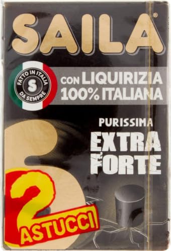 Saila - Liquirizia Extra Forte Purissima, 100% Italiana, Senza Glutine - 2 Astucci Bipack Da 72 Gr