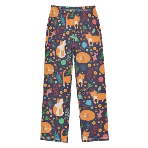 Boys' Pants Colorful Funny Animal Cats Fish Floral Long Bottoms Jogger Pants Elastic Waist Trousers with Pockets S-XL