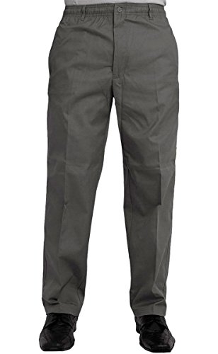 Pantalón informal para hombre (cintura elástica, talla XS, tamaño de la cintura: 81,2-152,4 cm) negro gris 32W/31L