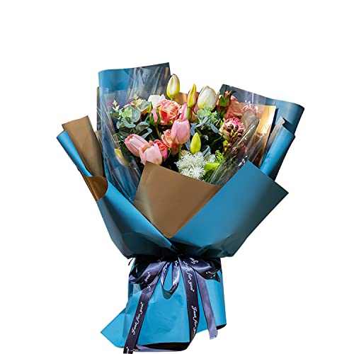 Image of Oasis Floral Products Flower Bouquet Wrapping & Gift Packing Cellophane Film Sheets 58x58cm (20 nos) Silver & Gold Double Colour