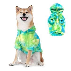 Haloumoning Tie Dye Dog Clothes Fleece Hoodie, Pet Winter Coat, Pet Outfit, Cat Clothing, Puppy Pullover Sweatshirts for Small Medium Large Dogs Boy Girl