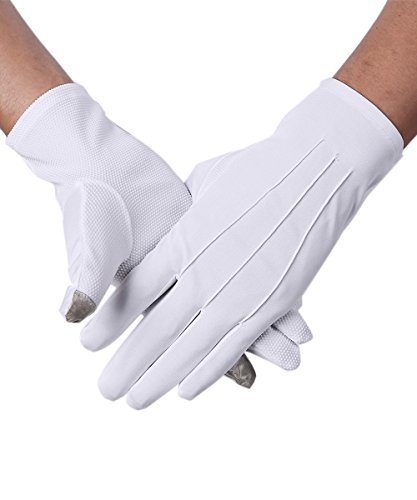 JISEN Men Formal Tuxedo Honor Guard Parade Nylon Cotton Non-slip Touchscreen Gloves