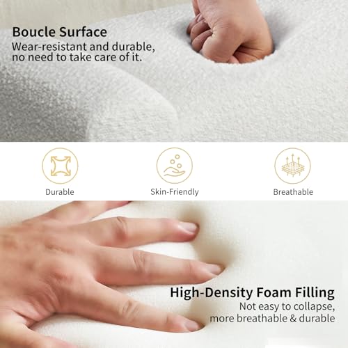 47" End of Bed Bench, Modern Fabric Upholstered Entryway Bench, Footrest Stool Accent Bench with Solid Wood Frame for Bedroom Living Room, White