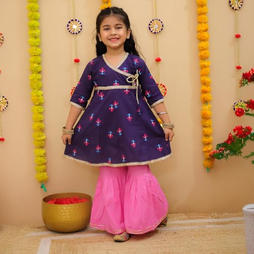 Image of LITTLE GINNIE Girls Kurta Sharara Set | Traditional Ethnic Wear for Kids