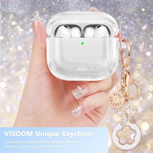 Image of Case for Airpods iPods Pro 3 Case 2025 with Phone Stand for Women-VISOOM Clear Air Pod iPod Pro3 Cases Cover Cute Girly Airpods Case Pro3 Bling Glitter AirPods Pro3 Cases Hard Shell with Keychain