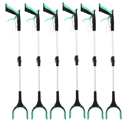 Image of 6-Pack 32inch Upgrade Foldable Grabber Reacher Tool, Reacher Grabber Pickup Tool with 4 inch Wide jaw and 360 Rotating Head,Grabbers for Seniors Outdoor & Indoor (Green)