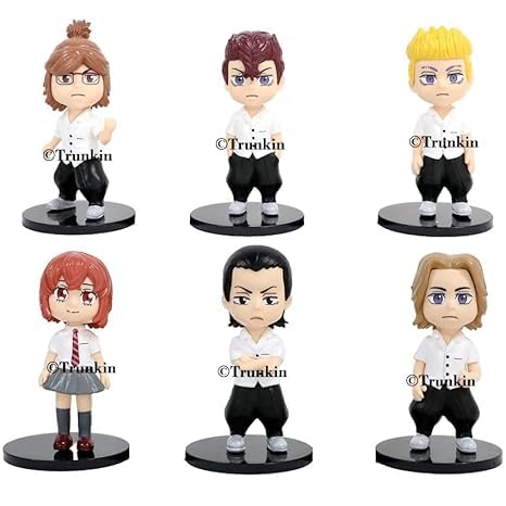 Image of Trunkin | Tokyo Revengers Action Figure (Set B) 6 Pcs Figurine | Manjiro Sano Chifuyu Matsuno Takemichi Hanagaki Beeldje | Black Coat Manga Weeb Collectible 10Cm Figurines