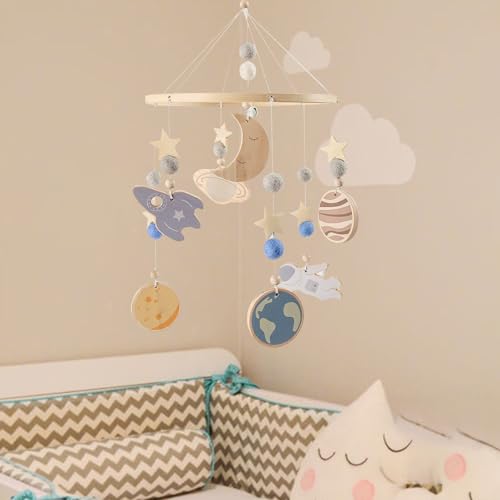 Mobile de lit bébé en bois de qualité supérieure au design spatial