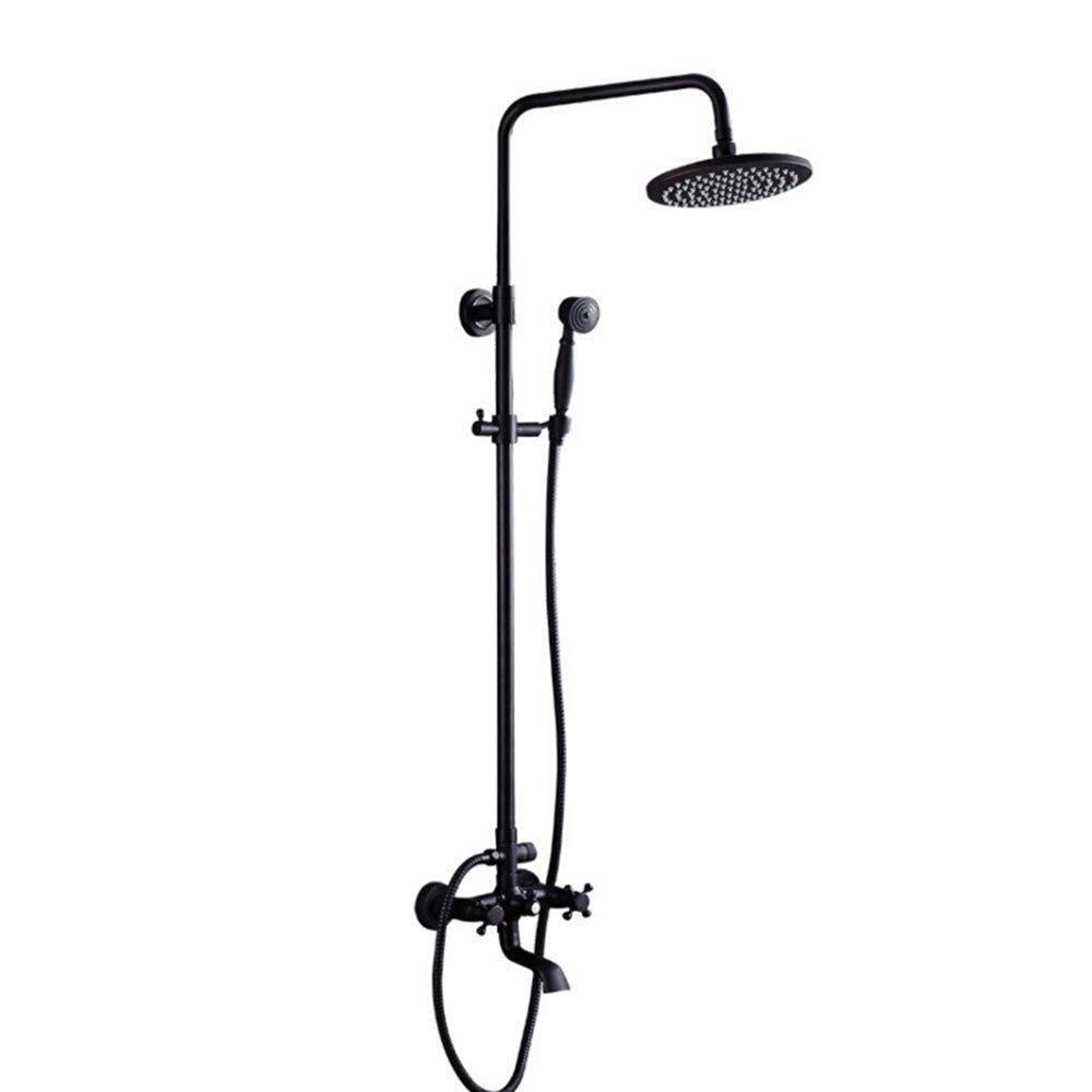 Colonne de douche ronde noire au design épuré pour salle de bain chic
