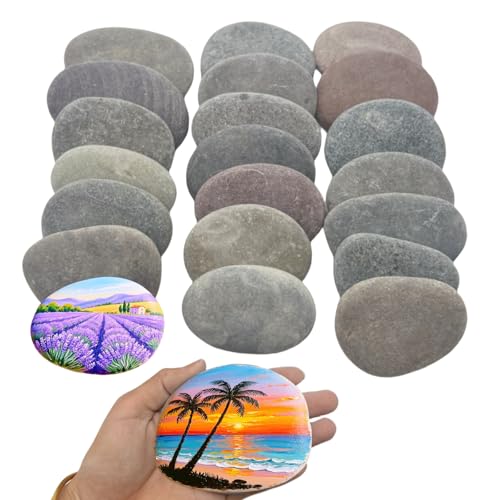 22 PCS Large Rocks for Painting, 3.1"-4.3" Flat DIY Painting Rock...