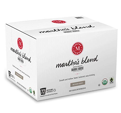 Martha Stewart Coffee Pods By Barrie House, 72 Count | Martha's Blend Medium Roast | Single Serve Capsules Compatible With Keurig K Cup Brewers | Organic & Fair Trade Certified