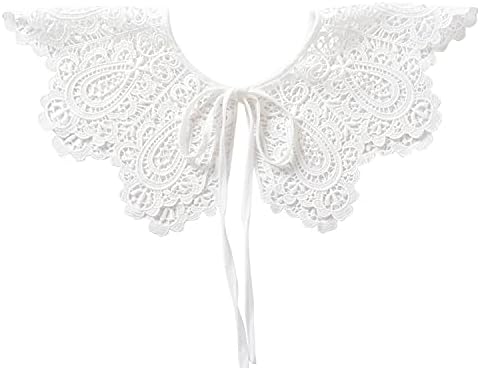 SIMPLE RETRO Embroidered Floral Lace Neckline Neck Collar Trim Clothes Sewing Applique Edge (White A)