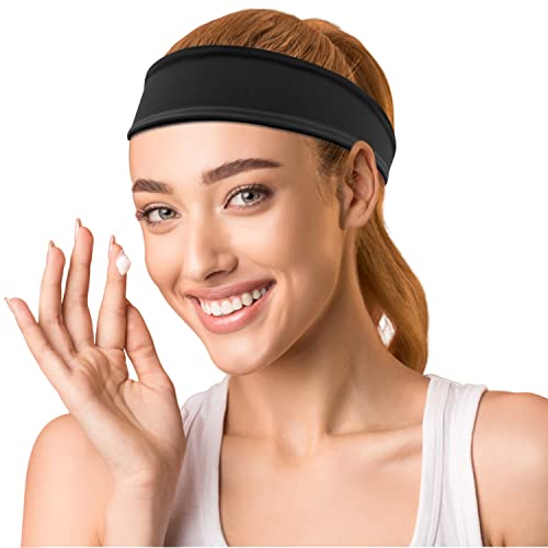 Ulife Mall Bandeau de Maquillage pour Femmes Filles, Serre-tête de Élastique pour La Spa Soin Visage Réglable de Bandeaux Cheveux Réutilisable Lavable Bandeaux Convient pour Spa Yoga Sports( Noire) Cover