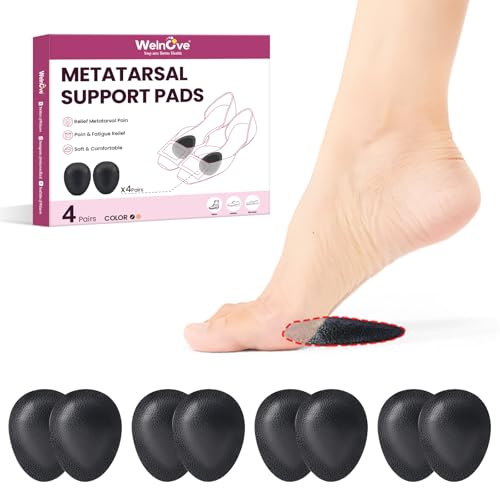 Welnove Metatarsal Pads for Women Men - Drip-Shape - Leather Ball-of-Foot Cushions for Forefoot Support - Soft Ball of Foot Pads for Metatarsalgia, Morton’s Neuroma, Fit for High Heels,Shoes(Size：S)