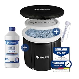 Zenhero Recovery ijsbad complete set XXL (80 cm Ø) – ijston incl. thermometer & 1 x waterverzorging ‘Zeer goed’ van Dermatest – perfect voor ijsbaden en atleten