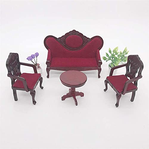 1/12 Dollhouse Sofa Set, 3Pc Doll House Wooden Sofa With Armchairs, 1:12 Dollhouse Miniature Living Room Furniture For Toy Kids Gift (Wooden) #TOP2