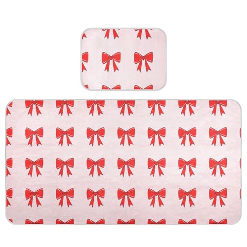 Takiito Red Bows Baby Cooling Mattress Pad, Soft & Breathable Cooling Mat Keep Baby Cool in Summer 28x52 in, Nursery Essential