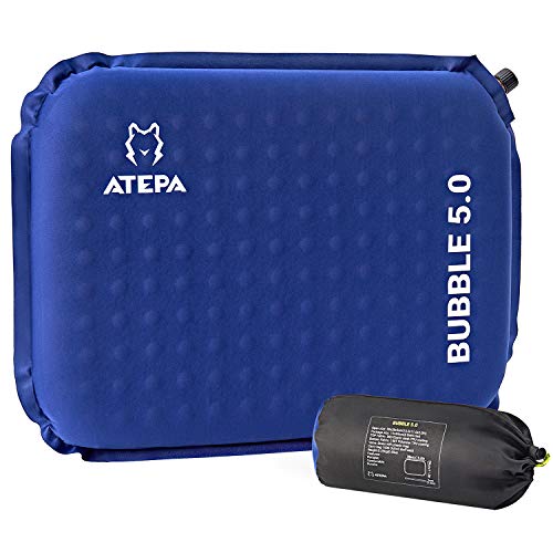 ATEPA 2-pack Self-inflating Inflatable Seat Cushion for Stadium,Pressure Relief,Bleacher, Sports, Camping, Airplane, Travel, Outdoor, Air Foam Seat Pad, Portable, Packable, Waterproof, Insulated, Navy